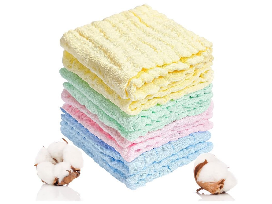 8 Toallas De Baño De Muselina Para Bebé, 25x25 Cm, Algodón Suave, Lavables, Regalo Para Recién Nacidos