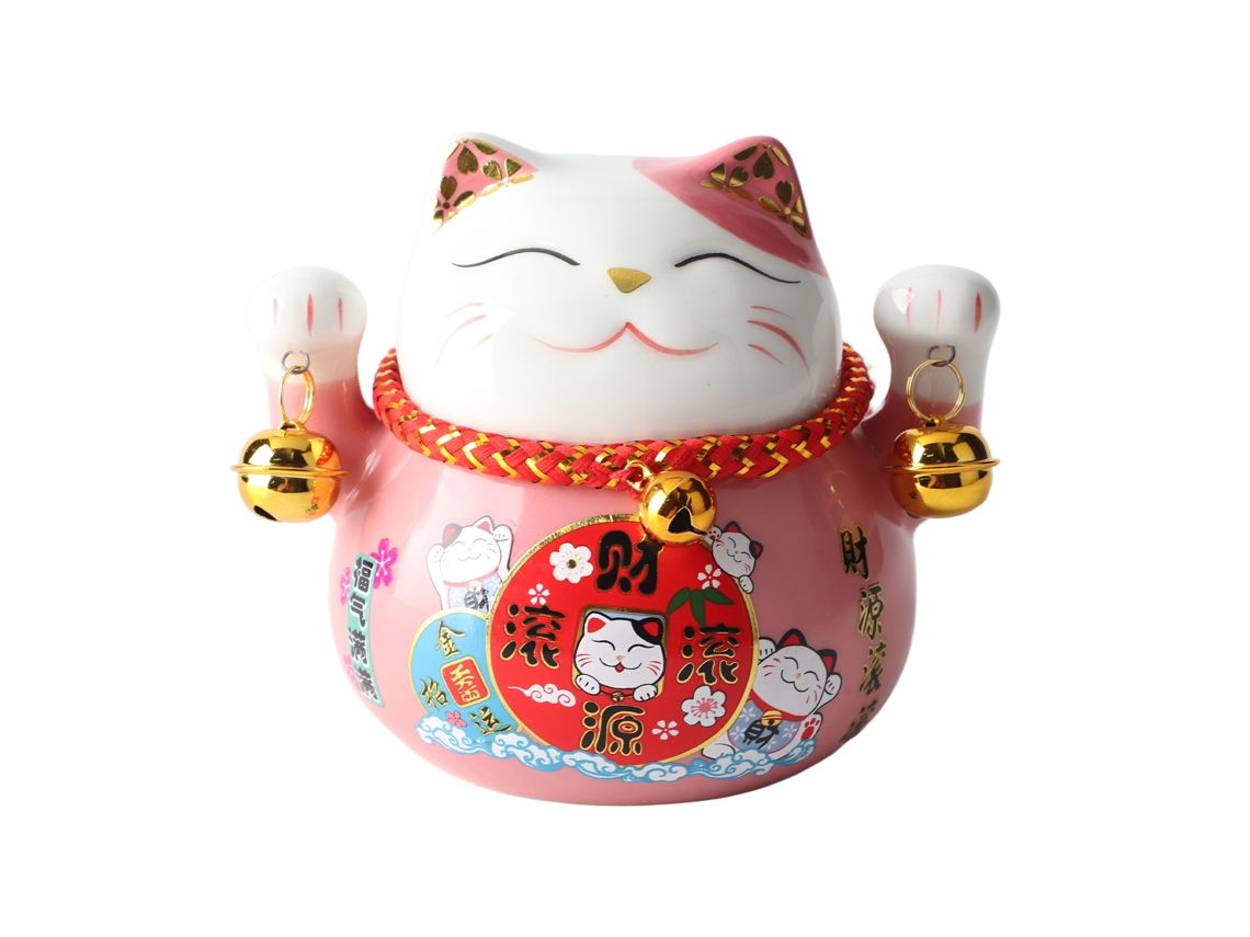 2026-taza De Ahorro Gatito De La Suerte 4.5 Pulgadas Cerámica Bonito Adorno De Mesa Rosa Para Buena Fortuna