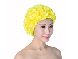 Gorro de baño con diseño de flores 3D estilo retro para cabello corto o largo, ideal para mujeres que se bañan en piscinas y parques acuáticos.