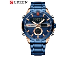 Reloj multifuncional MDUG con mecanismo de doble pantalla, fecha luminosa y brazalete de acero inoxidable.