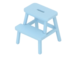 Taburete Miniatura Para Casa De Muñecas, Escala 1:12, De Madera, 2 Escalones, 4 Patas, Decoración Azul.