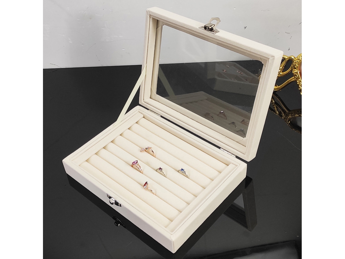 Caja de joyería de franela con cierre de seguridad para guardar joyas