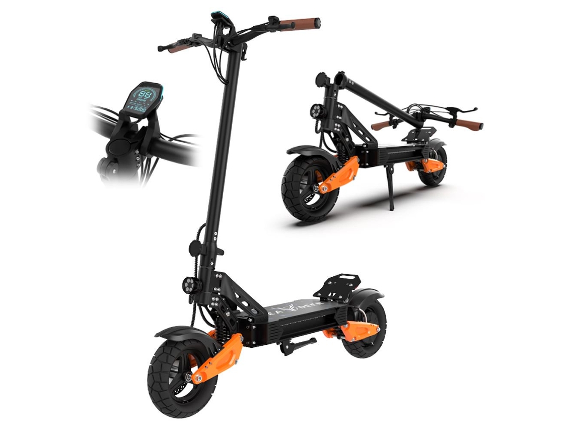 Ciclomotor eléctrico plegable, motor de 800 W, batería de 48 V y 25 Ah, autonomía de 64-80 km, neumáticos de 28 cm, doble amortiguador, pantalla digital, para adultos.
