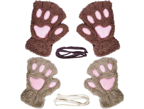 Guantes WAX 2 Pares de Patas de Gato para Invierno