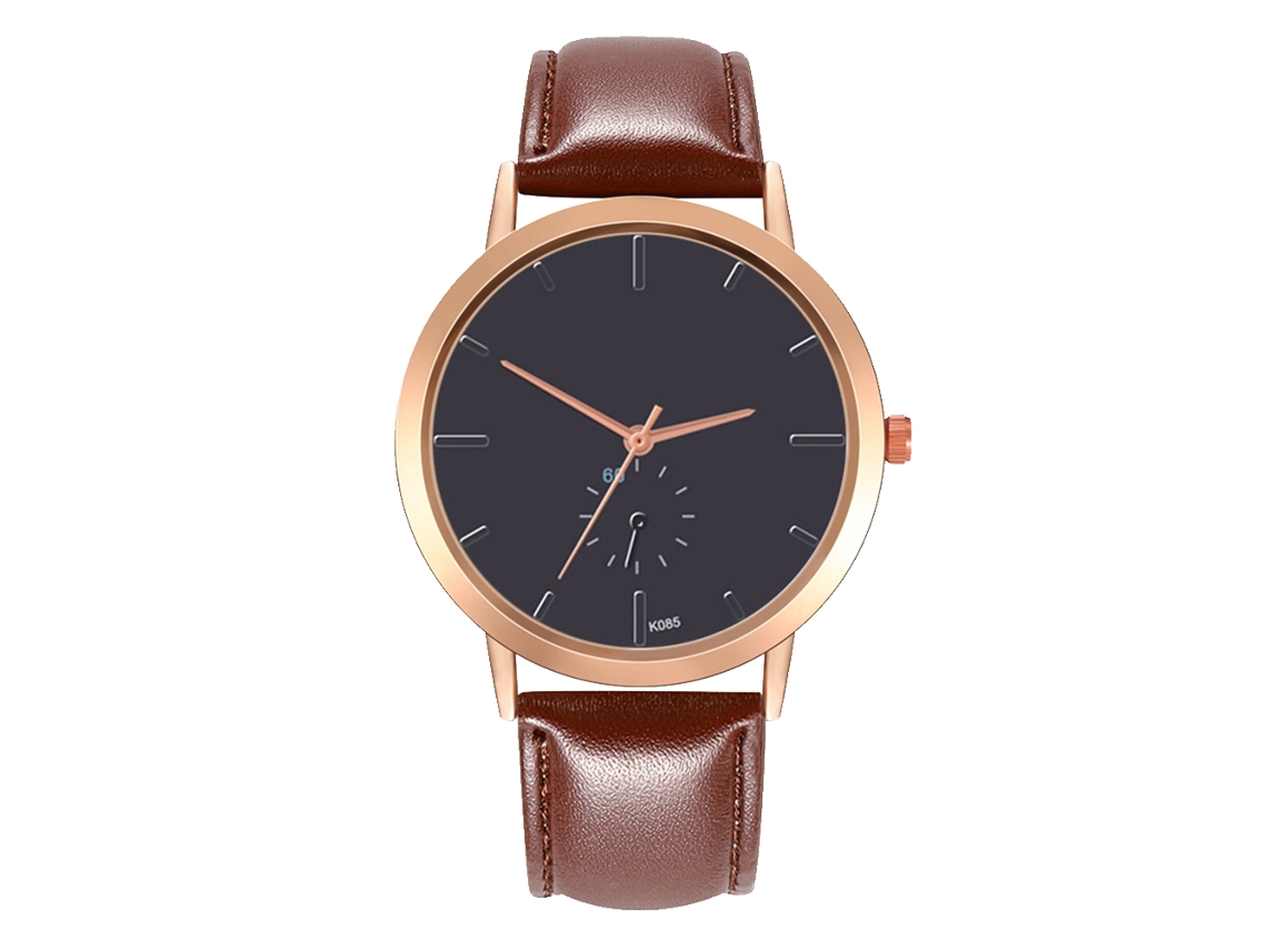 Reloj De Pulsera Analógico De Cuarzo Para Mujer, Estilo Elegante, Correa De Pu Marrón Oscuro.