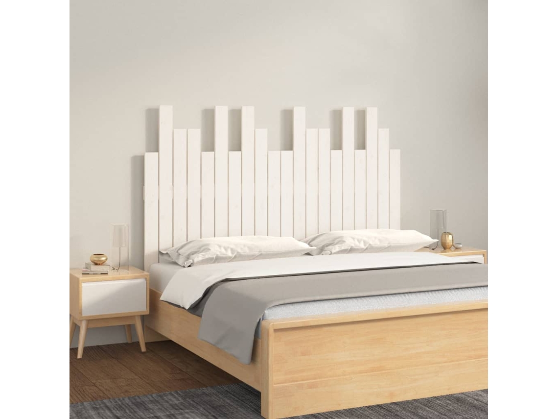 Cabecero De Cama Pared Madera Maciza Pino Blanco 127,5x3x80 Cm