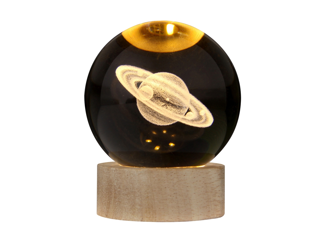 Lámpara de noche de cristal 3D con base de madera, conexión USB Plug and Play, ideal para regalar.