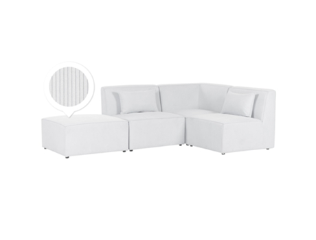 Sofá esquinero modular de 3 plazas a la izquierda con reposapiés en blanco sucio Bombazine Lemvig BELIANI