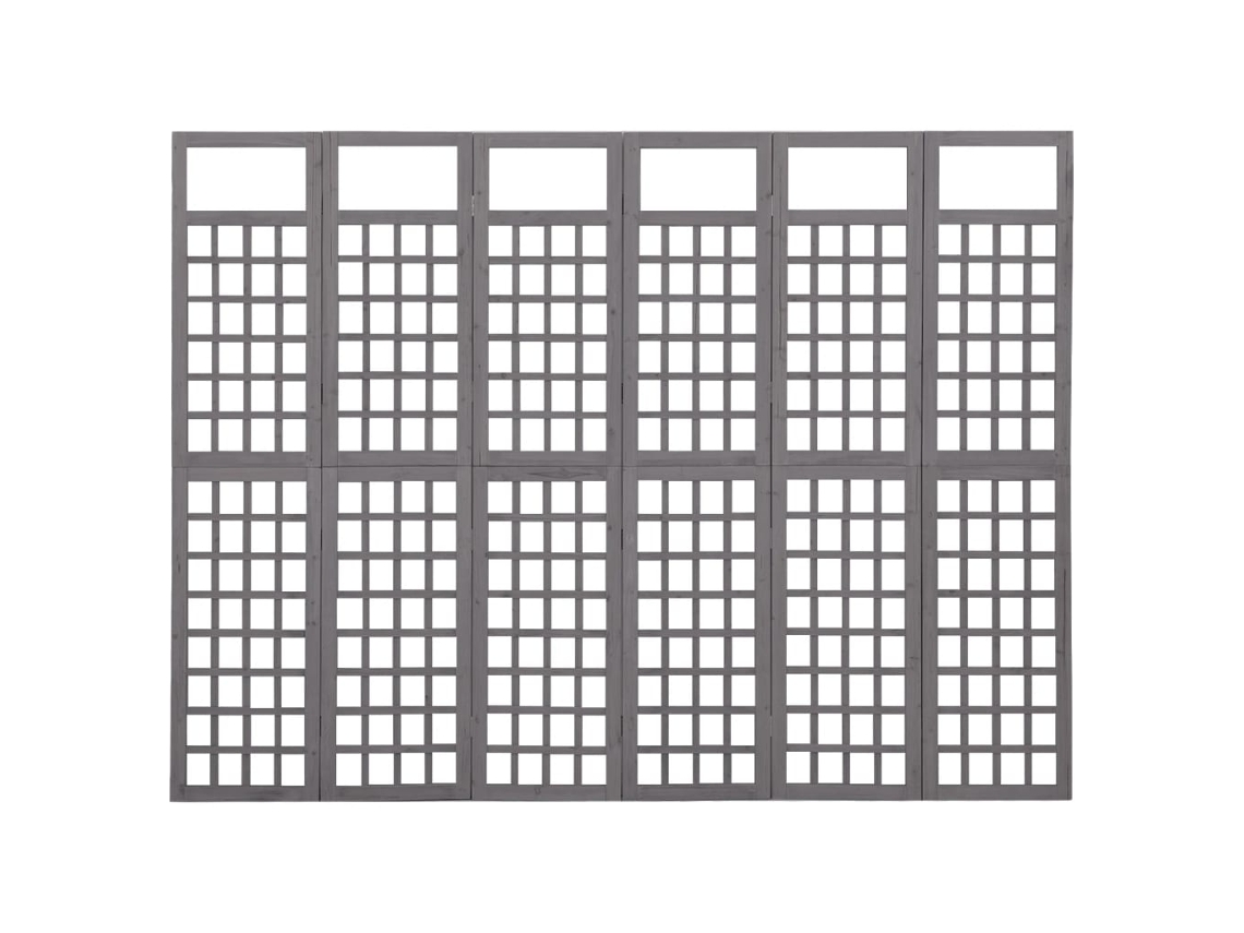 Maison Exclusive - Biombo/enrejado De 6 Paneles Madera De Abeto Gris 242,5x180 Cm