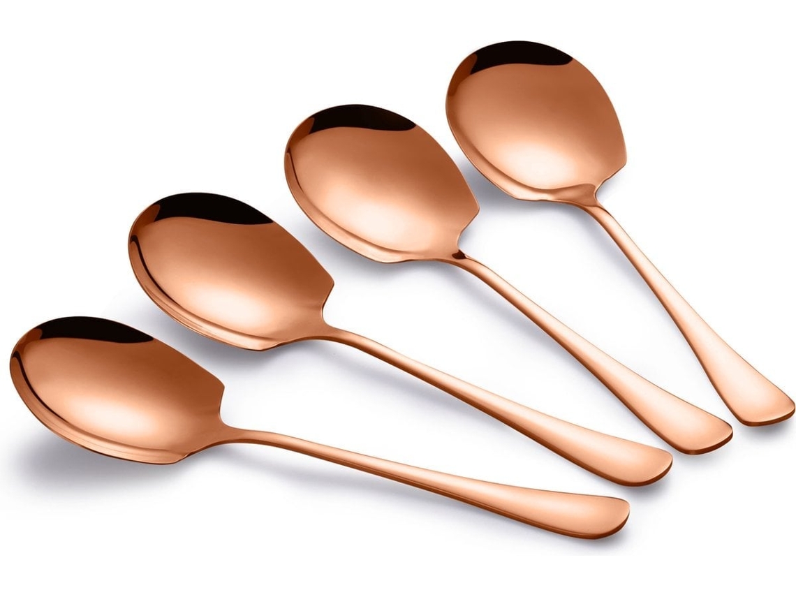 Juego De Cuatro Cucharas Para Servir Verduras Y Patatas - Oro Rosa