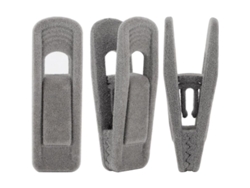 Pinzas para perchas Rebe-20 de terciopelo, pinzas resistentes para pantalones y faldas, color gris.
