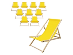 10x Sillas De Playa Ecd Germany Amarilla Madera Pino Tejido Impermeable Carga Hasta 120kg