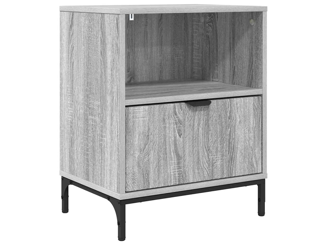 Juego de 2 mesitas de noche Sonoma gris con cajón en madera procesada MAISON EXCLUSIVE (49x36x61 cm)