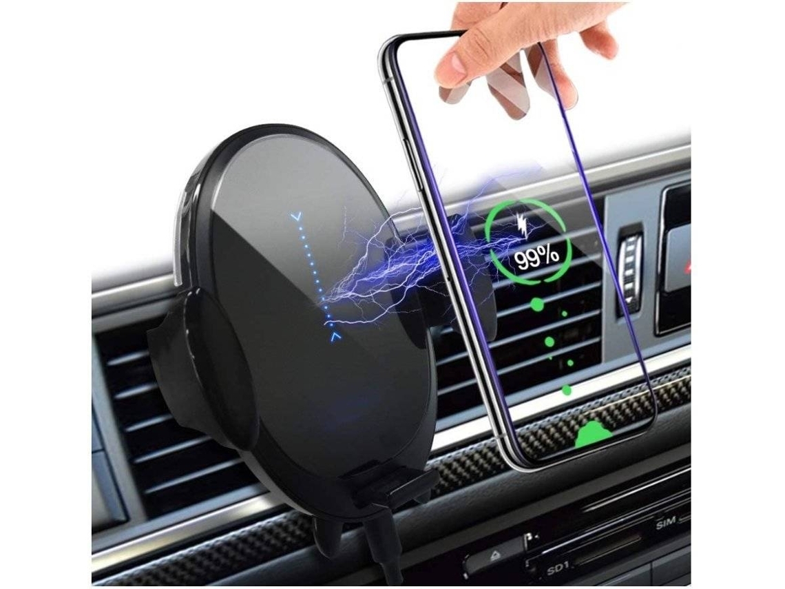 Cargador Carro Sem Fixação Qi Carregamento Rápido Ventilação YIZHOOD Negro