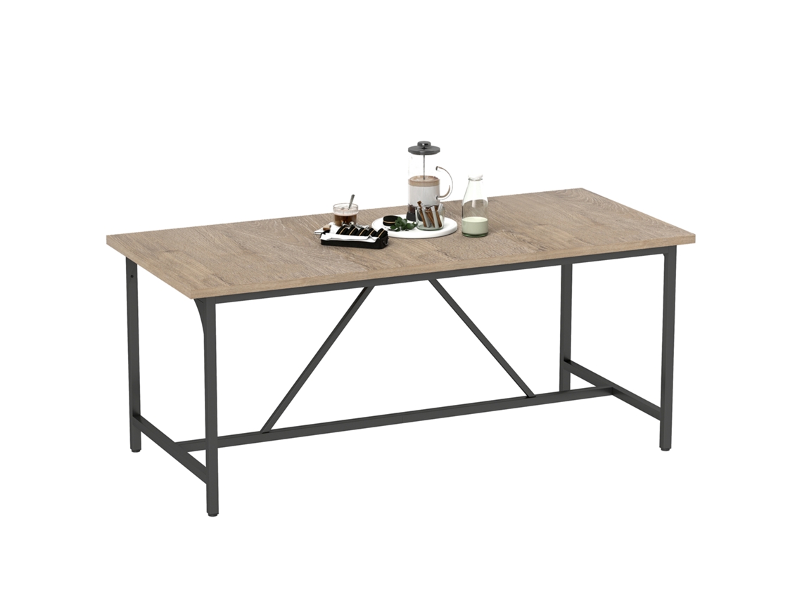 Mesa de comedor rectangular para 6 a 8 personas, madera natural.