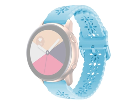 Correa de Silicona flor de ciruelo 20mm ahuecado para Samsung Galaxy Watch4 40mm/44mm/Watch4 Classic 42mm/Garmin Venu 2 Plus - azul claro