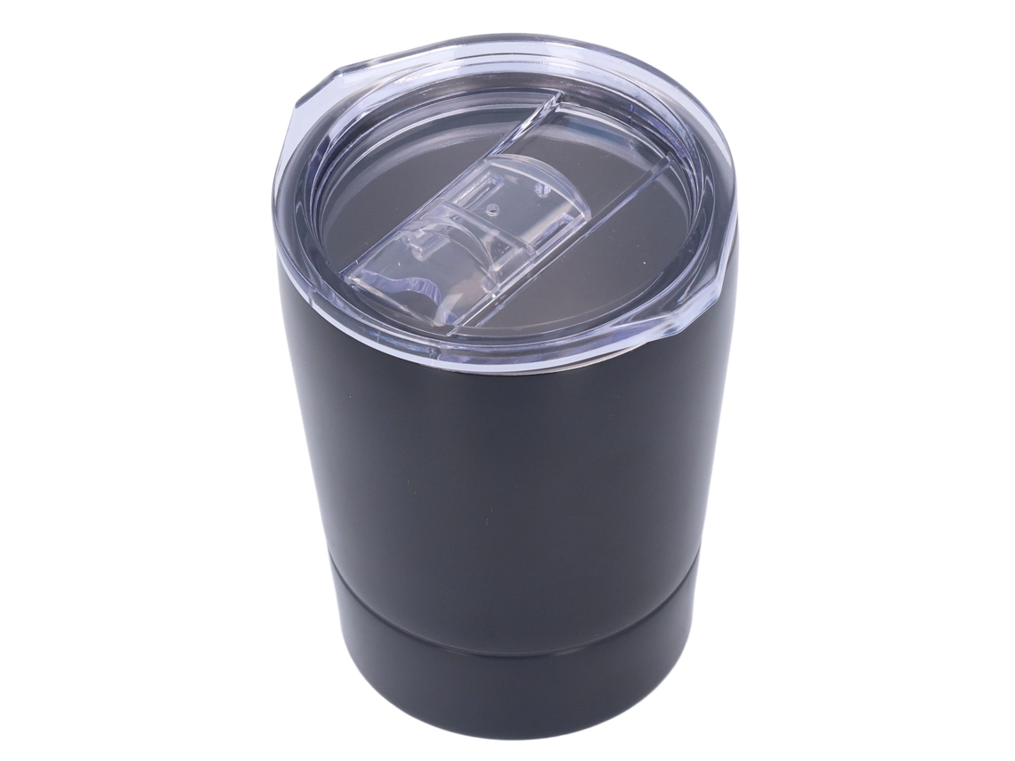 Taza de café de acero inoxidable de 260 ml, aislada, para viajes y oficina, color negro