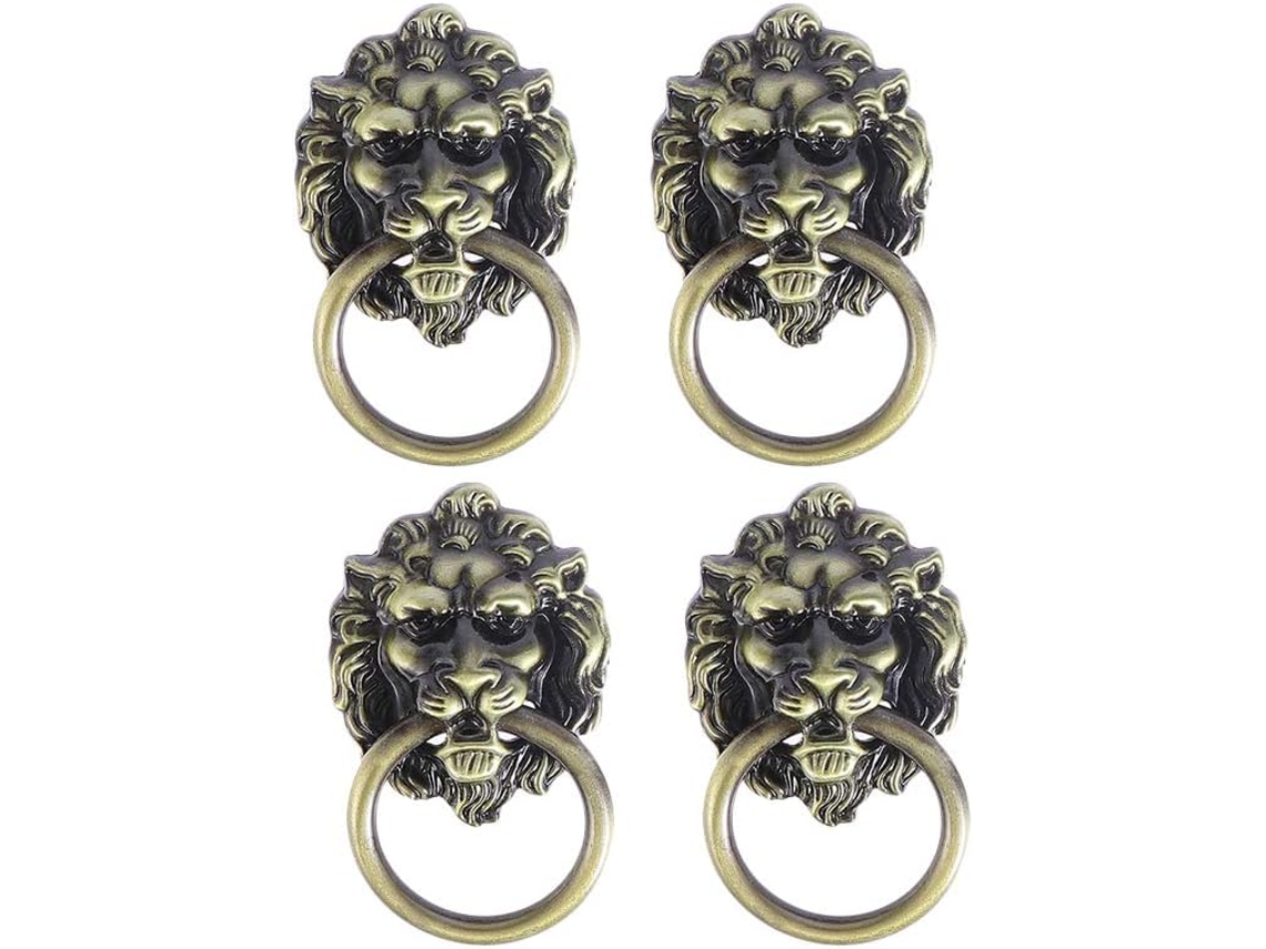Tiradores 4 Aleación Zinc Diseño Cabeza León. Elegantes Cómodos Cajones Armarios, Ideales Repuesto