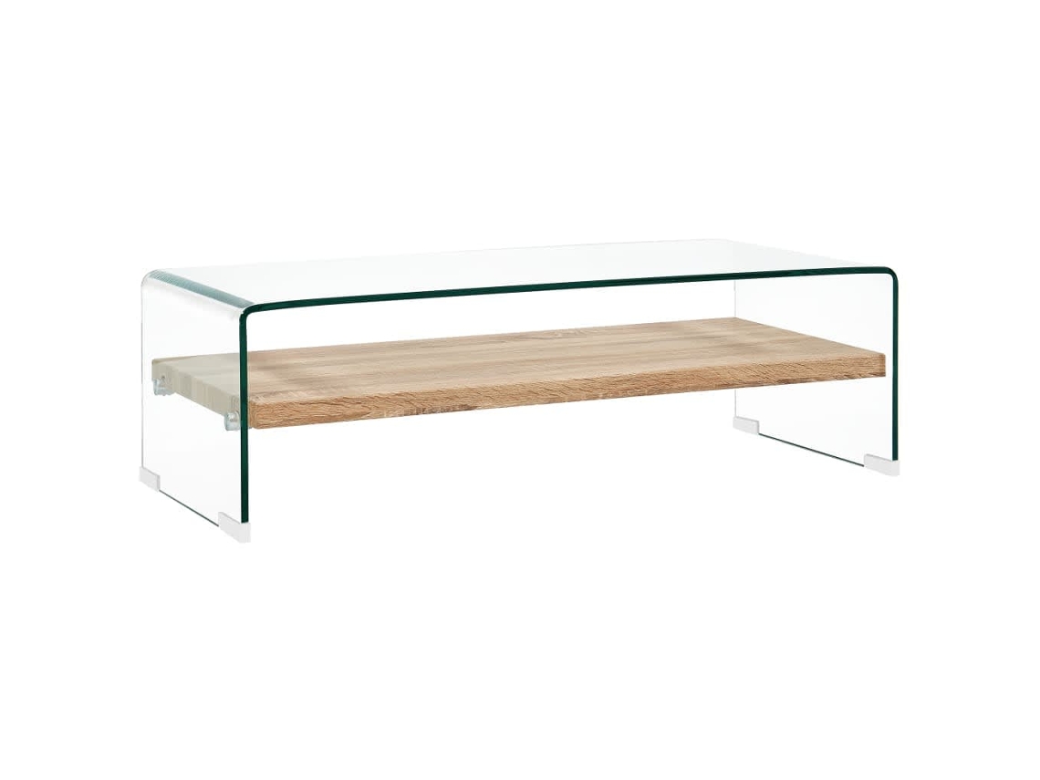 Mesa de Centro de Apoyo 98X45X31 Cm Vidrio Templado Transparente