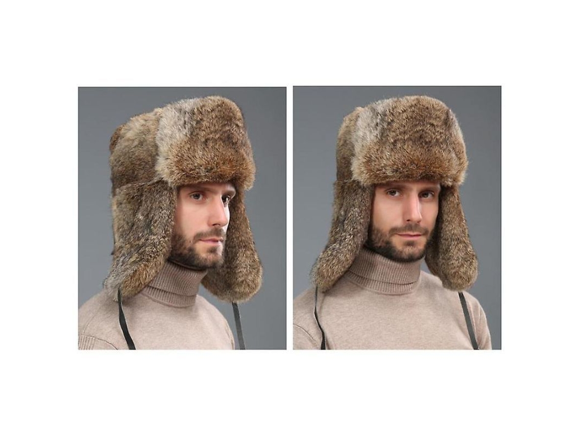 2026-gorro De Invierno Ruso De Piel De Conejo Con Aletas Para Oídos Trapper Xlw Regalo Para Hombres S Caqui