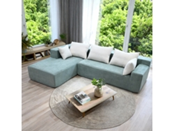 Coco Living Sofá De Salón Luna 3 Plazas - Pana Acanalada - Verde Salvia Blanco Izquierda