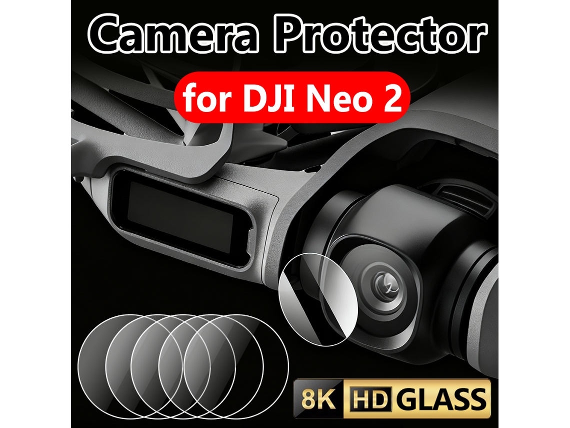 Juego de 5 protectores de pantalla de vidrio templado antirroturas con arco para DJI Neo 2 DIGITALLAB