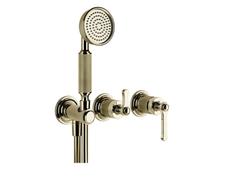 Mezcladora monomando de bañera/ducha Gessi Venti20 lista para montar, con curva de conexión a la pared, cartucho de desvío de 2 vías, montaje en