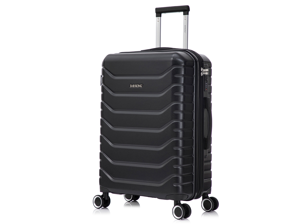 Maleta mediana extensible Abspc 66 x 45 x 27,50 cm (extendida 30 cm) | 82 l 90 l | 24 pulgadas | 23 kg con cerradura de combinación semirrígida, color negro Raykong