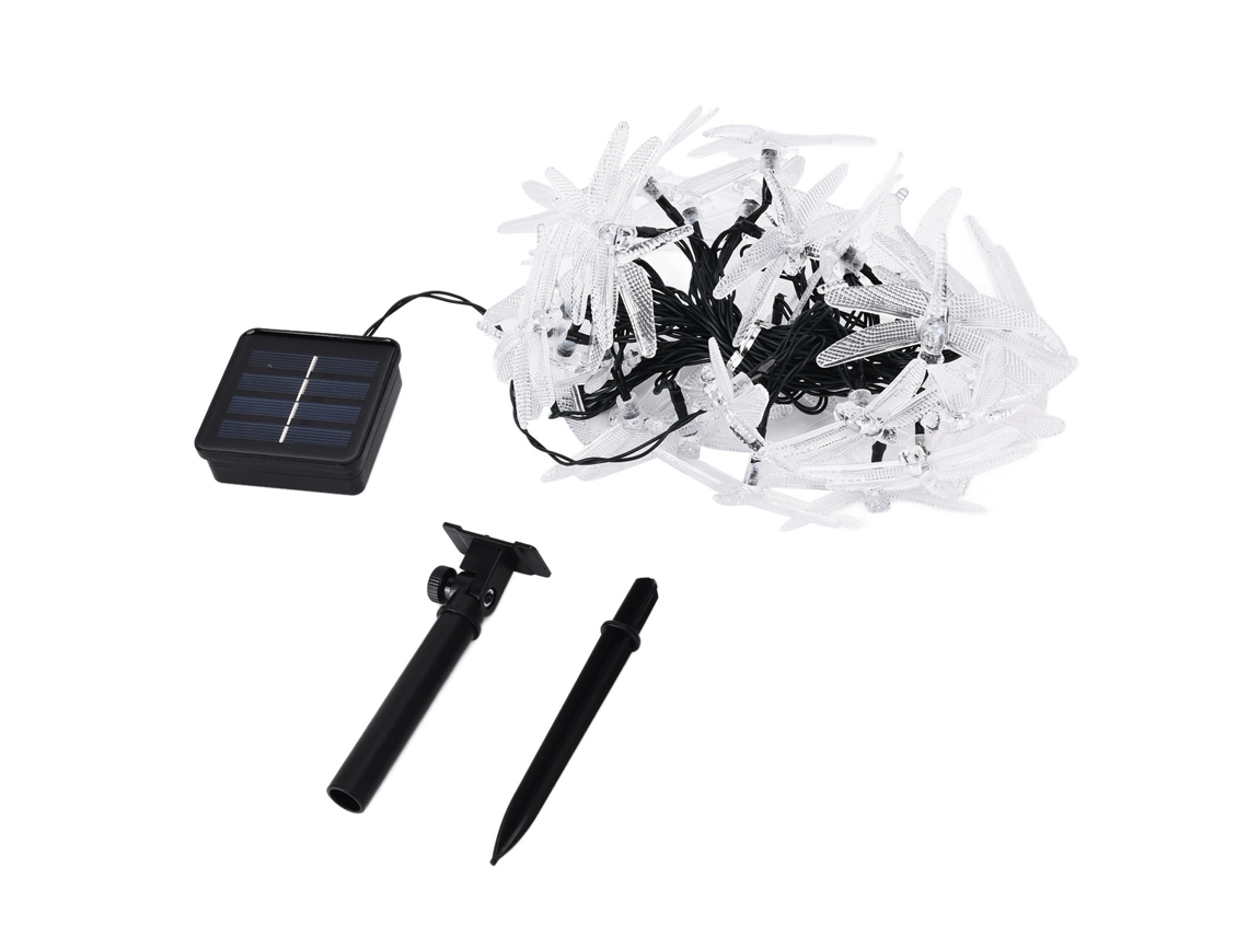 Rebe-luces De Cadena Solares Libélula 30led Luz Caliente Impermeable Para Exterior Decoración Fairy Lights