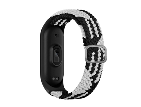 Correa de nailon lazo elástico ajustable elásticos trenzados para Xiaomi Mi Band 5/Band 6/Band 7 - blanco/negro