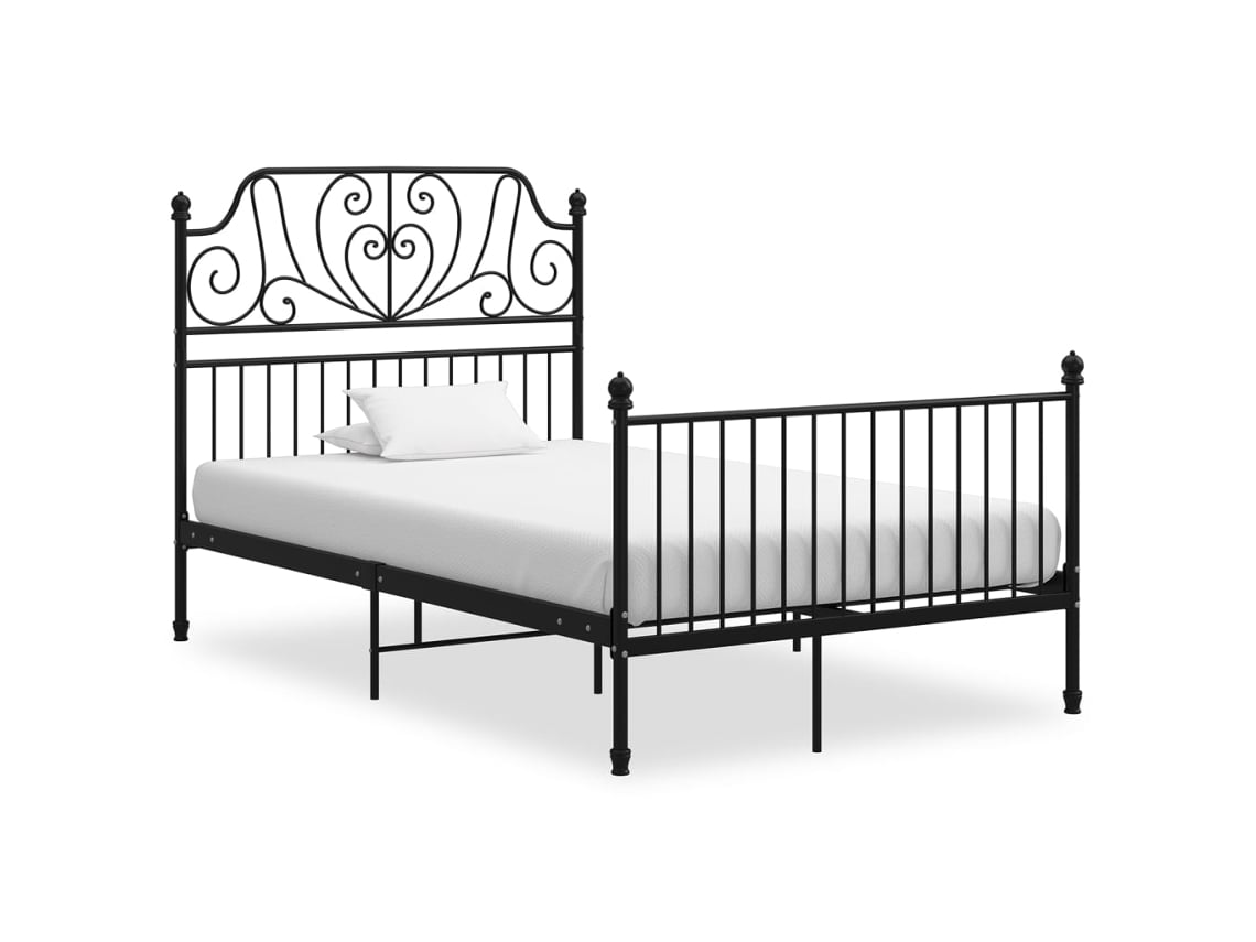 Estructura De Cama Sin Colchón Metal Negro 120x200 Cm