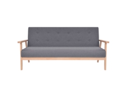 Sofá De 3 Plazas | Sofá De Salón | Sofá De Descanso De Tela Gris Oscura