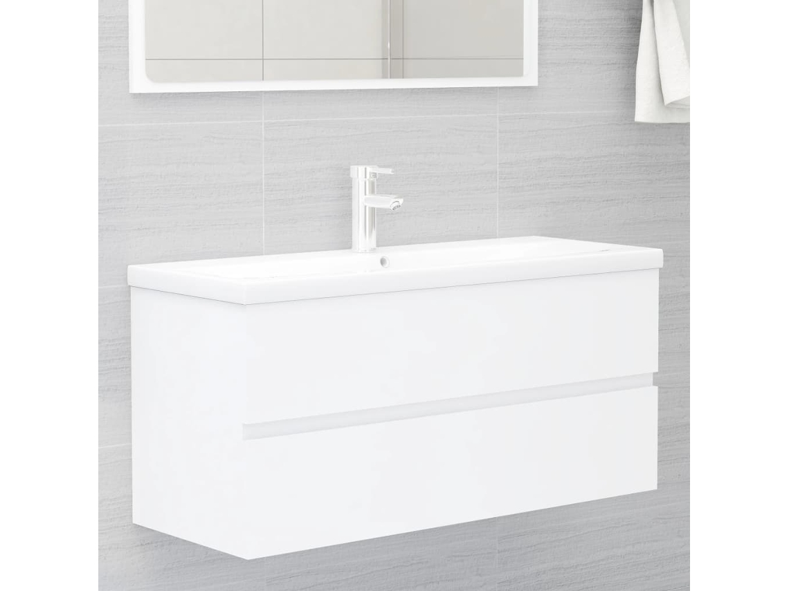 Mueble de lavabo de madera blanca Lovely Home