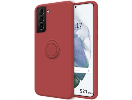 Carcasa Samsung Galaxy S21+ Plus 5G TUMUNDOSMARTPHONE Silicona Líquida con Anillo Rojo