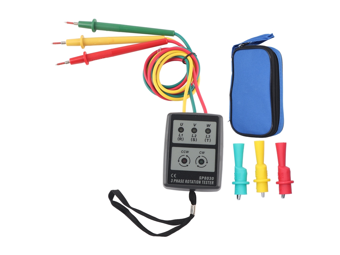 Medidor De Rotación Trifásico Sp8030 Portátil De Alta Precisión De 60-600 V Ca Con Indicador Sonoro Y Visual