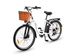 Bicicleta eléctrica urbana Dyu C6 para adultos de 26 pulgadas con cesta, motor de 350 W, batería de 36 V y 12,5 Ah.
