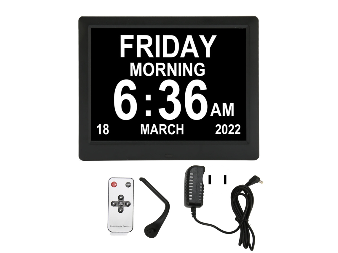 Reloj De Calendario Digital Diurno Con Recordatorios De Medicamentos, Pantalla Grande Con Atenuación Automática