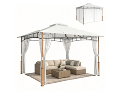 Pérgola de jardín de 3x3,6 m con doble techo, protección UPF50+, estructura metálica de teca, PMM CAPITALI