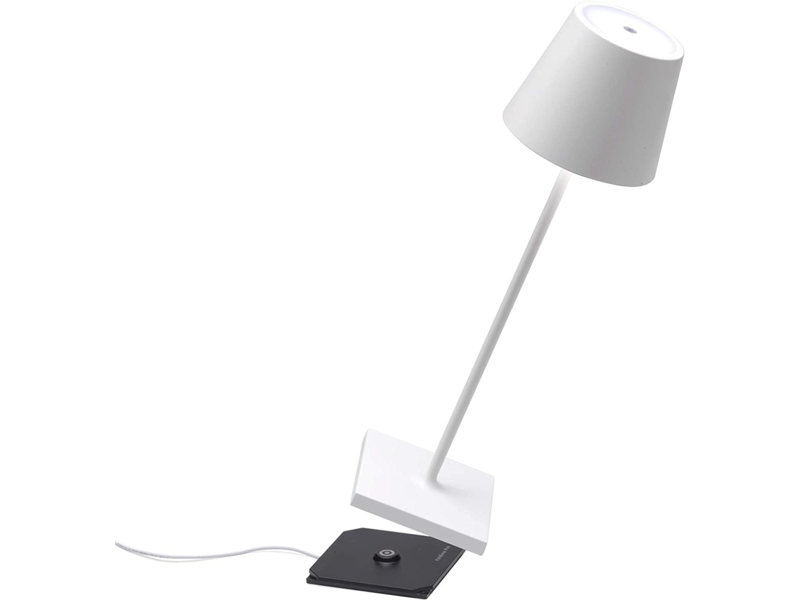 Lámpara de mesa LED ZAFFERANO Poldina Pro blanca recargable y regulable