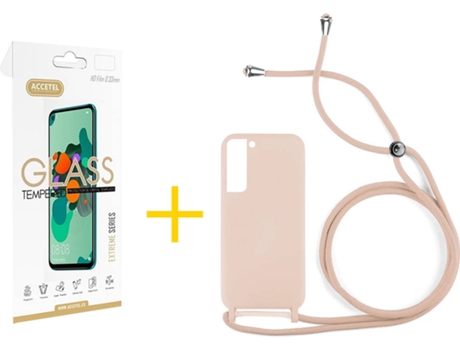 Carcasa + Protector de Pantalla para Samsung Galaxy S22 Plus 5G ACCETEL Rosa Pastel
