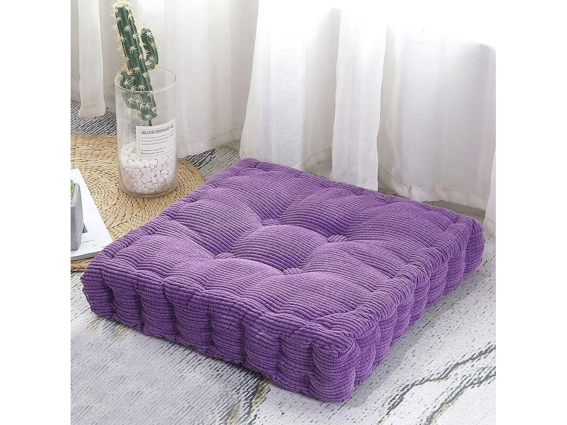 2026-40789-cojín Cuadrado Espesor Para Adultos Niños Dormitorio Balcón Oficina Sofa 20x20 Pulgadas Morado