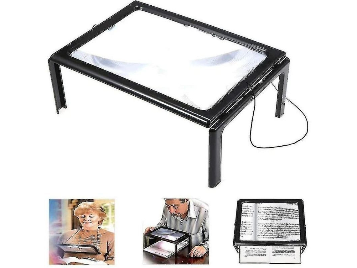 2026rebe-lupa Rectangular 3x Con Luz Led Para Visually Impaired, Lupa De Página Completa A4 Portátil