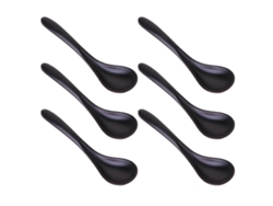 Rebe-6 Cucharas De Sopa De Melamina Negra Imitación De Porcelana Duraderas Para Hogar Y Restaurantes (hs0123) 18x4,8cm Negro