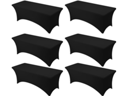 Mantel Rectangular Elástico De Spandex Para Bodas, Banquetes Y Fiestas (6 Piezas, Negro/122x75x75cm) Gertiz