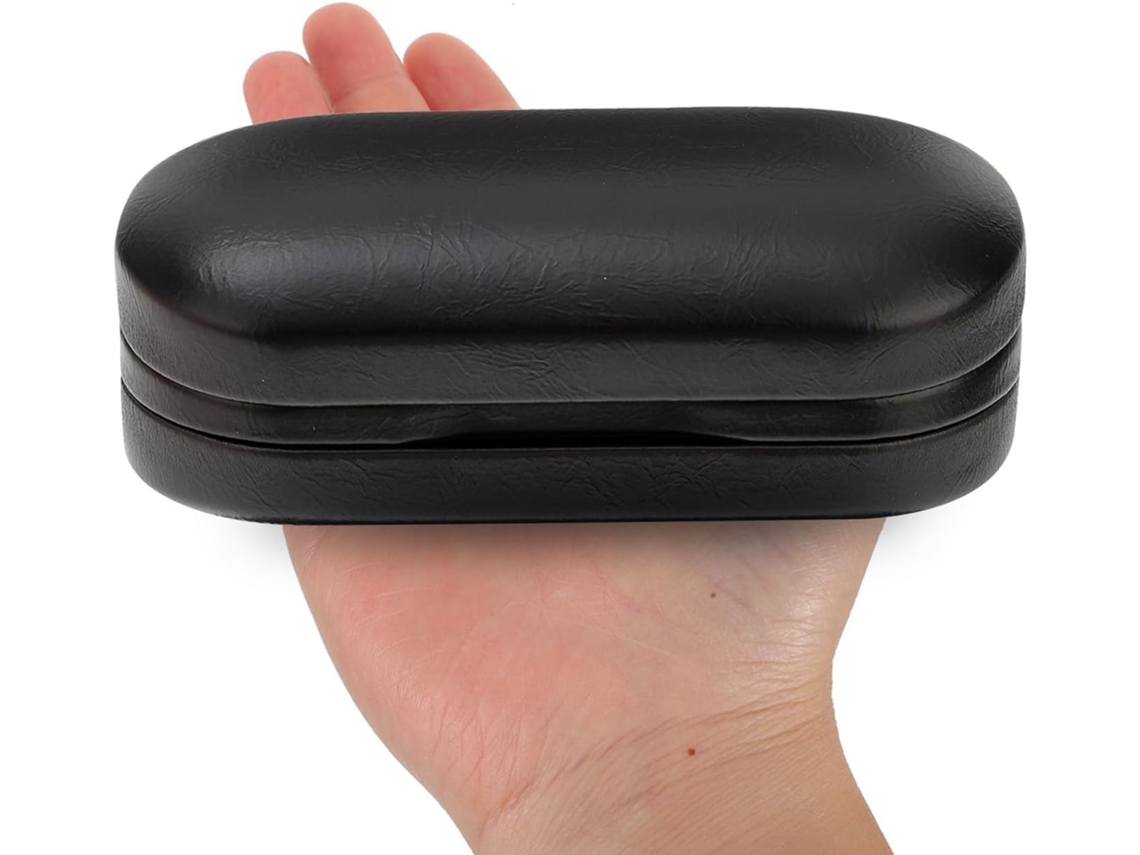 Estuche Doble Para Gafas Ciieeo En Piel Sintética Negra, Ligero Y Práctico Para Viajes, Con Forro De Tela.
