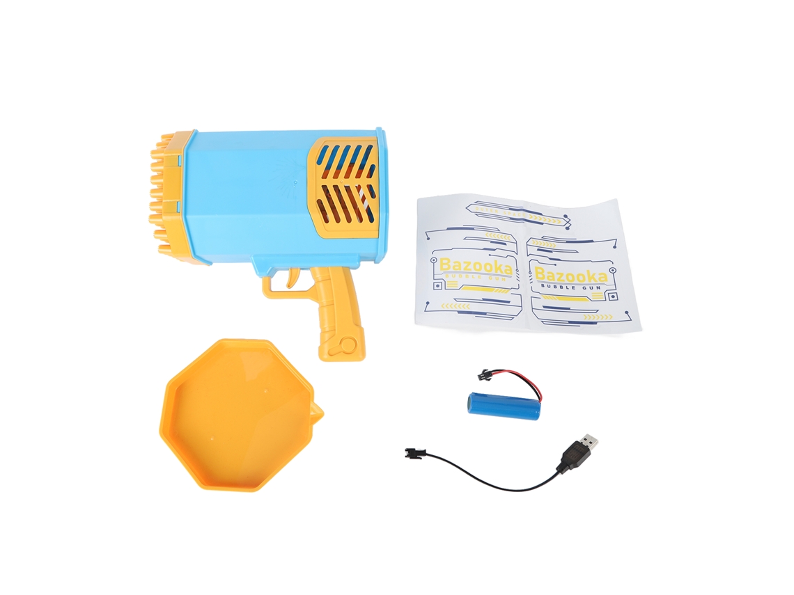 Omni-máquina De Burbujas Eléctrica Portátil, Creadora De Burbujas Para Niños, Juguete Al Aire Libre, 88 Agujeros, Azul Amarillo