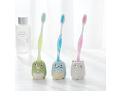 Juego De 4 Adorables Mini Portacepillos De Cepillo De Dientes De Cerámica Para Organizar El Baño, Diseño De Animales.