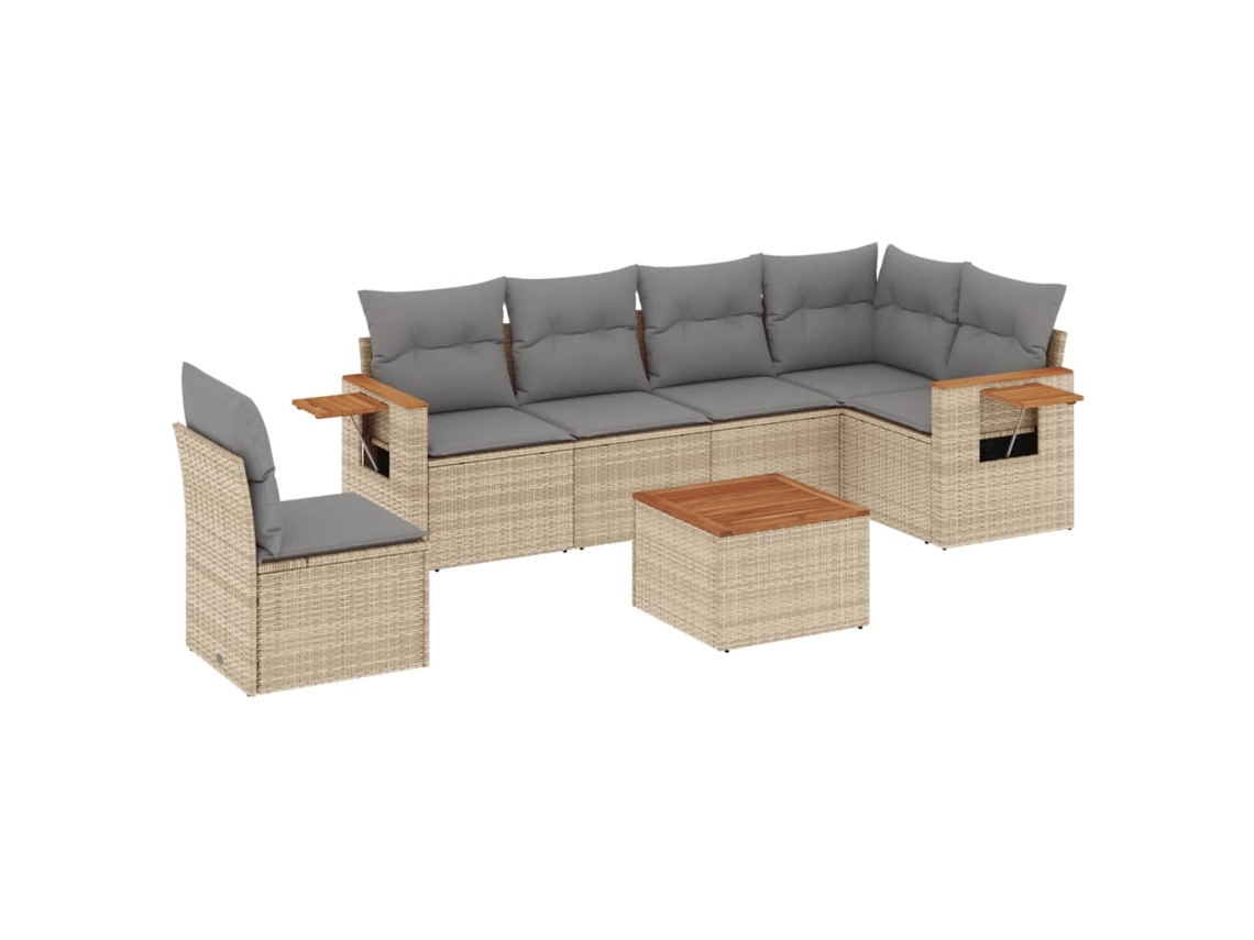 Conjunto de 7 sofás de jardín con cojines de mimbre beige MAISON EXCLUSIVE (7 piezas)