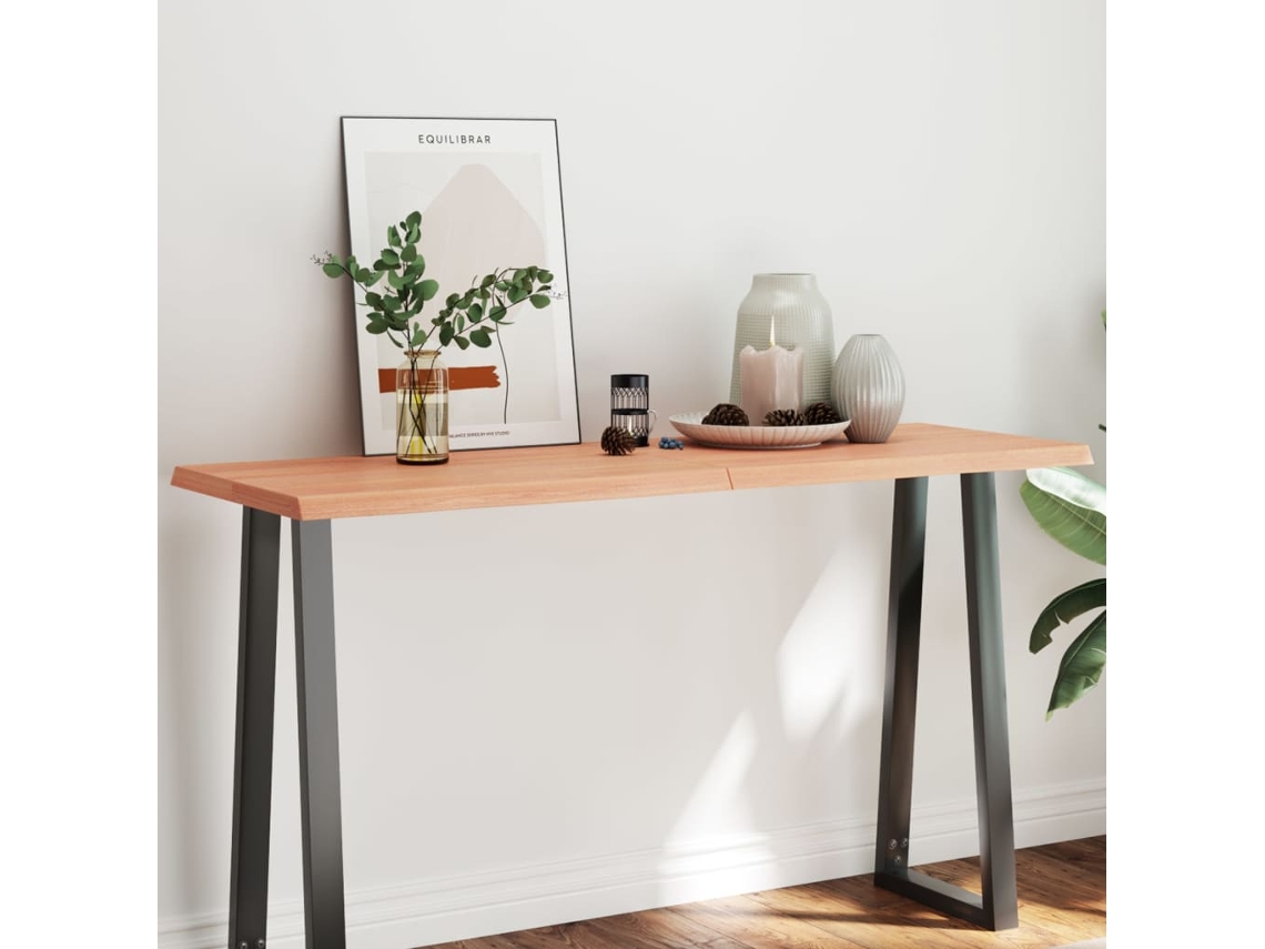 Tablero Mesa Madera Tratada Borde Natural Marrón 140x50x(2-4)cm