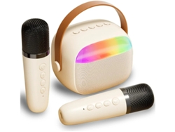 Mini máquina de karaoke para niños y adultos, altavoz Bluetooth con 2 micrófonos inalámbricos y luces LED, ideal para fiestas en casa de niñas. Meni Yizhood